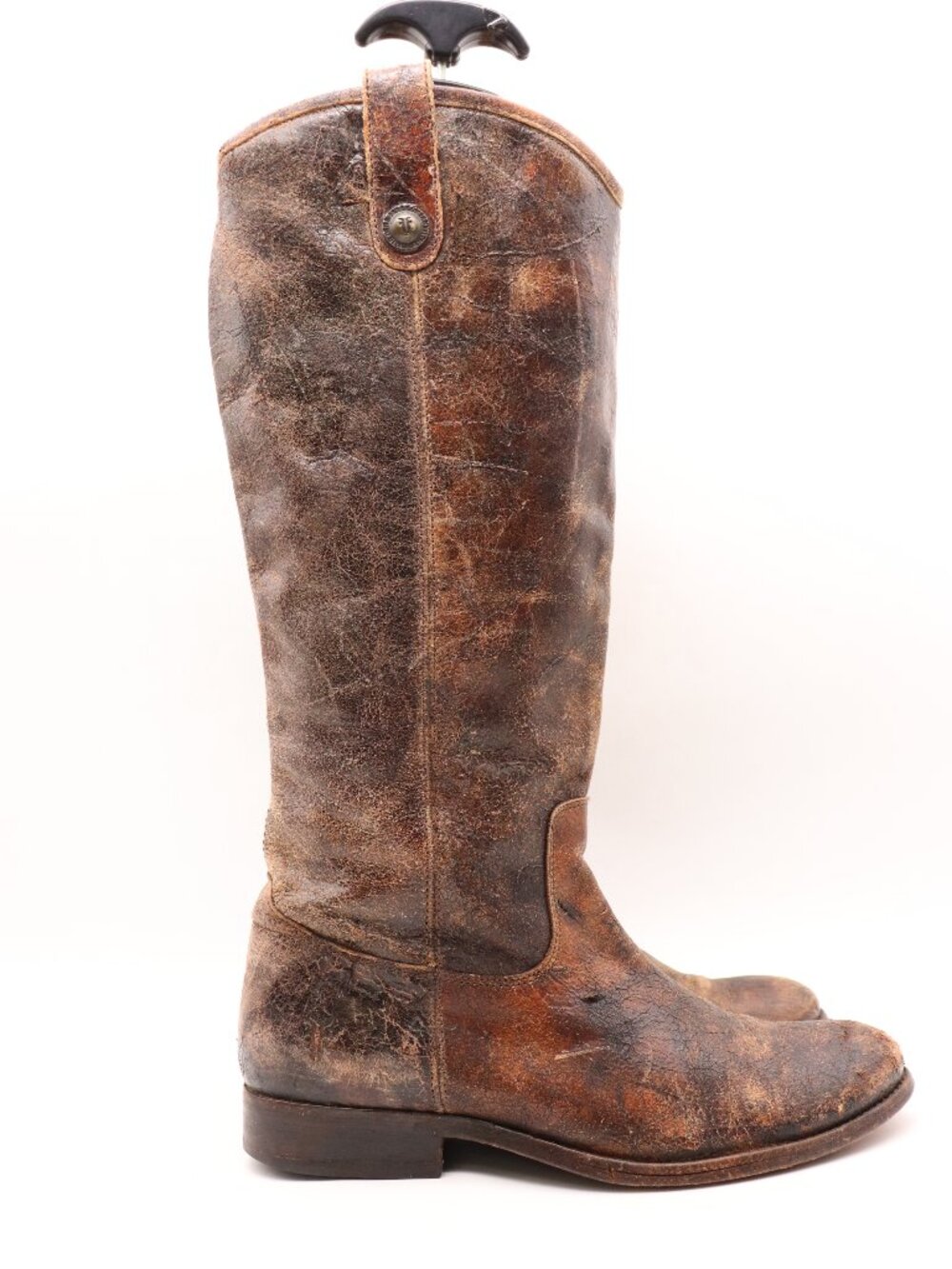 Frye Brown Distressed Leather Western Tall Boots